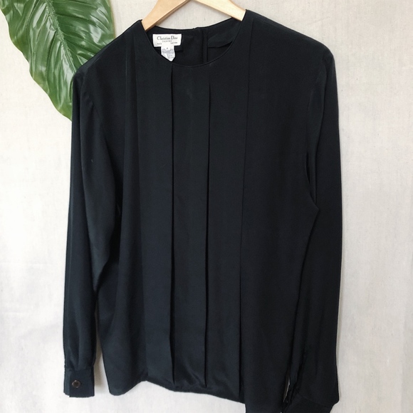 Vintage Christian Dior Chemise Blouse Button Back - Picture 2 of 7